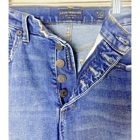 Lucky Brand Women's High Rise Skinny Bridgette Button Fly Frayed Hem Jeans Sz8 - Picture 3 of 5
